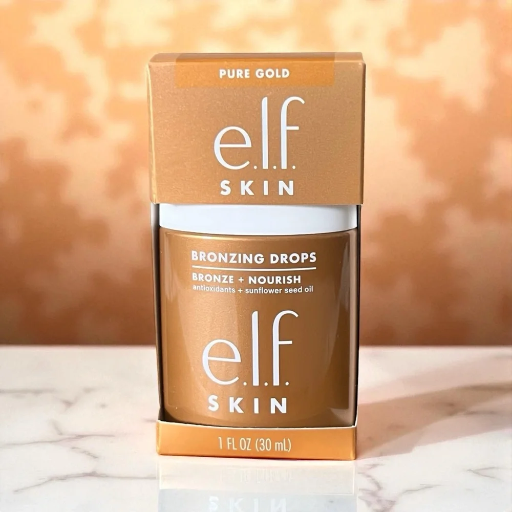 e.l.f. Skin Bronzing Drops Pure Gold Liquid Glow Vegan 1 fl oz